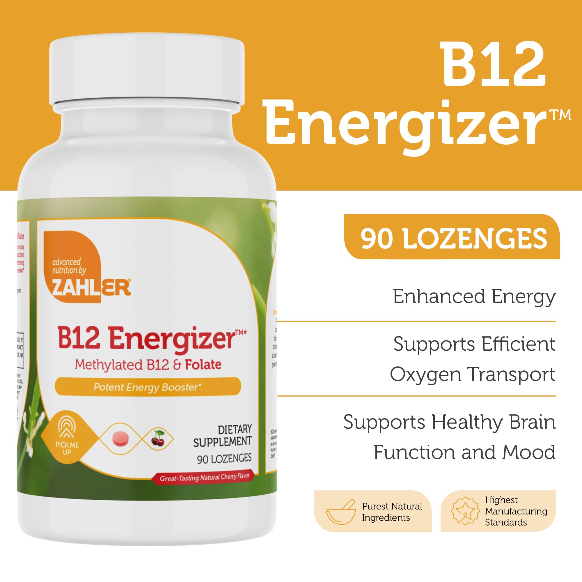 Zahler Energizer pastilla de cereza en primer plano, disolución rápida y sabor