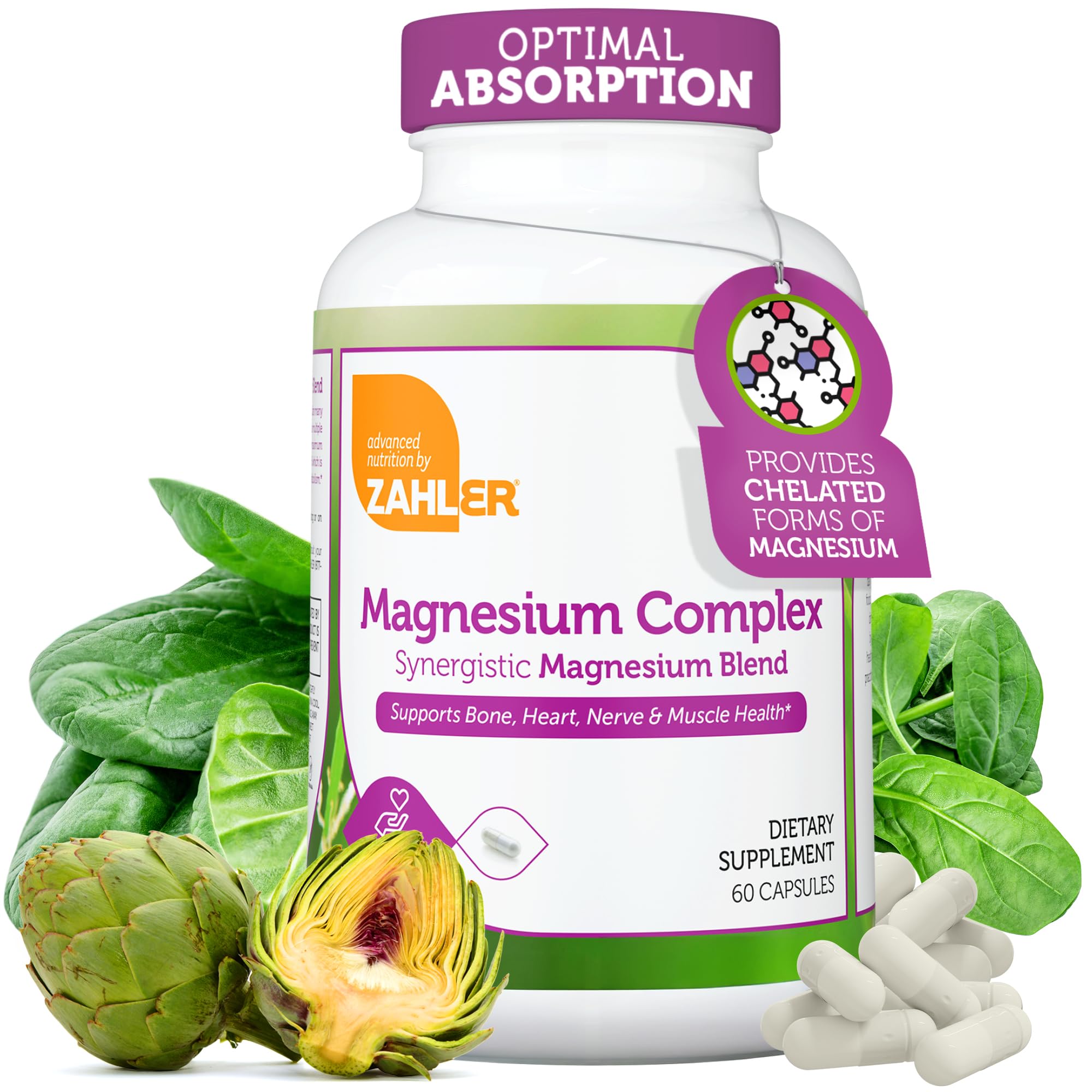 Zahler envase frontal del Magnesium Complex mostrando presentación y beneficios