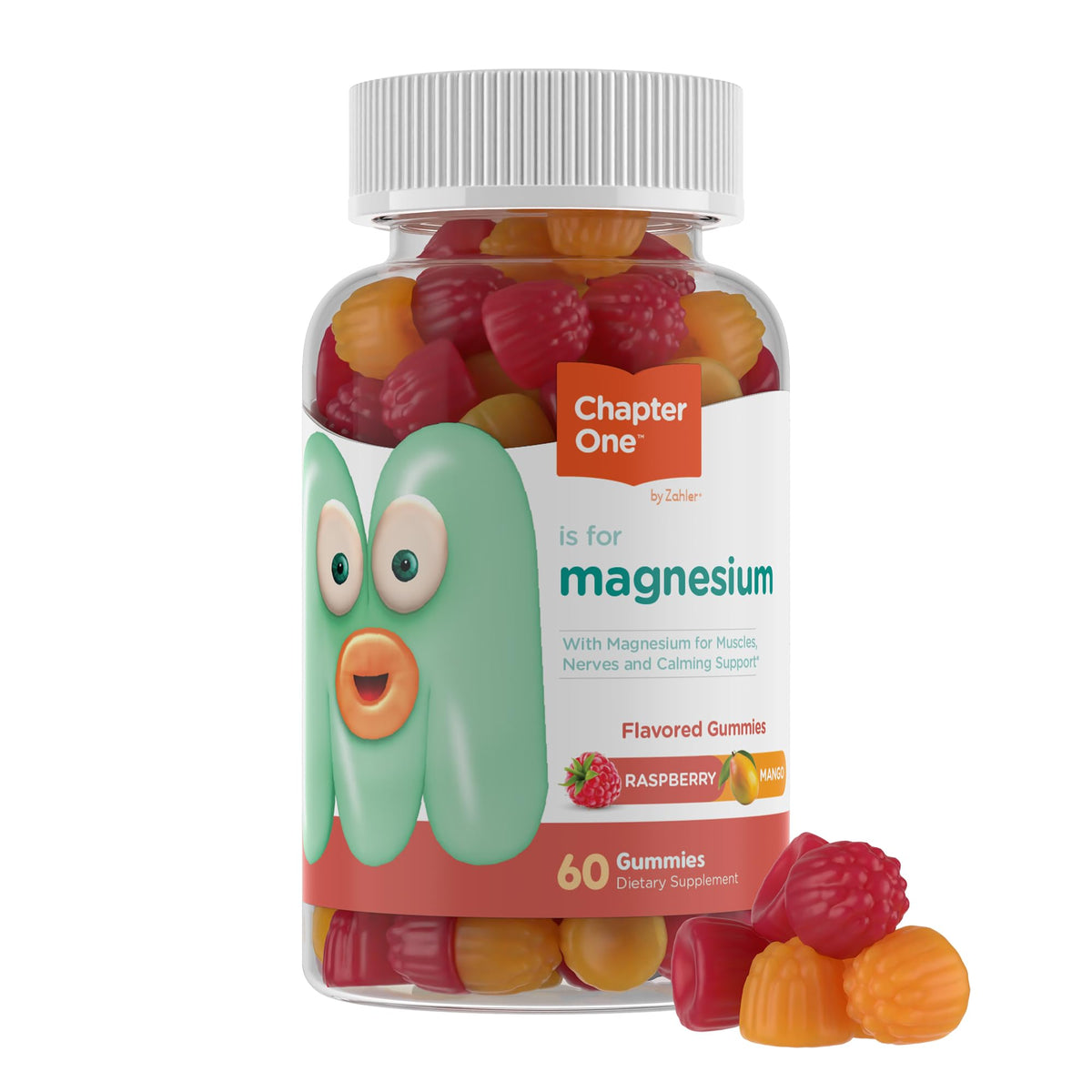 Zahler envase frontal de gomitas de magnesio, vista clara del producto