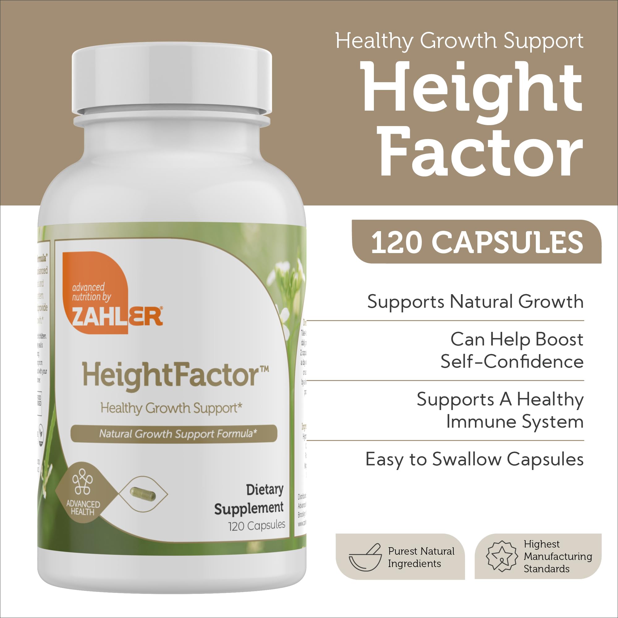Cápsulas de Zahler Height Factor en primer plano mostrando textura y fácil ingestión