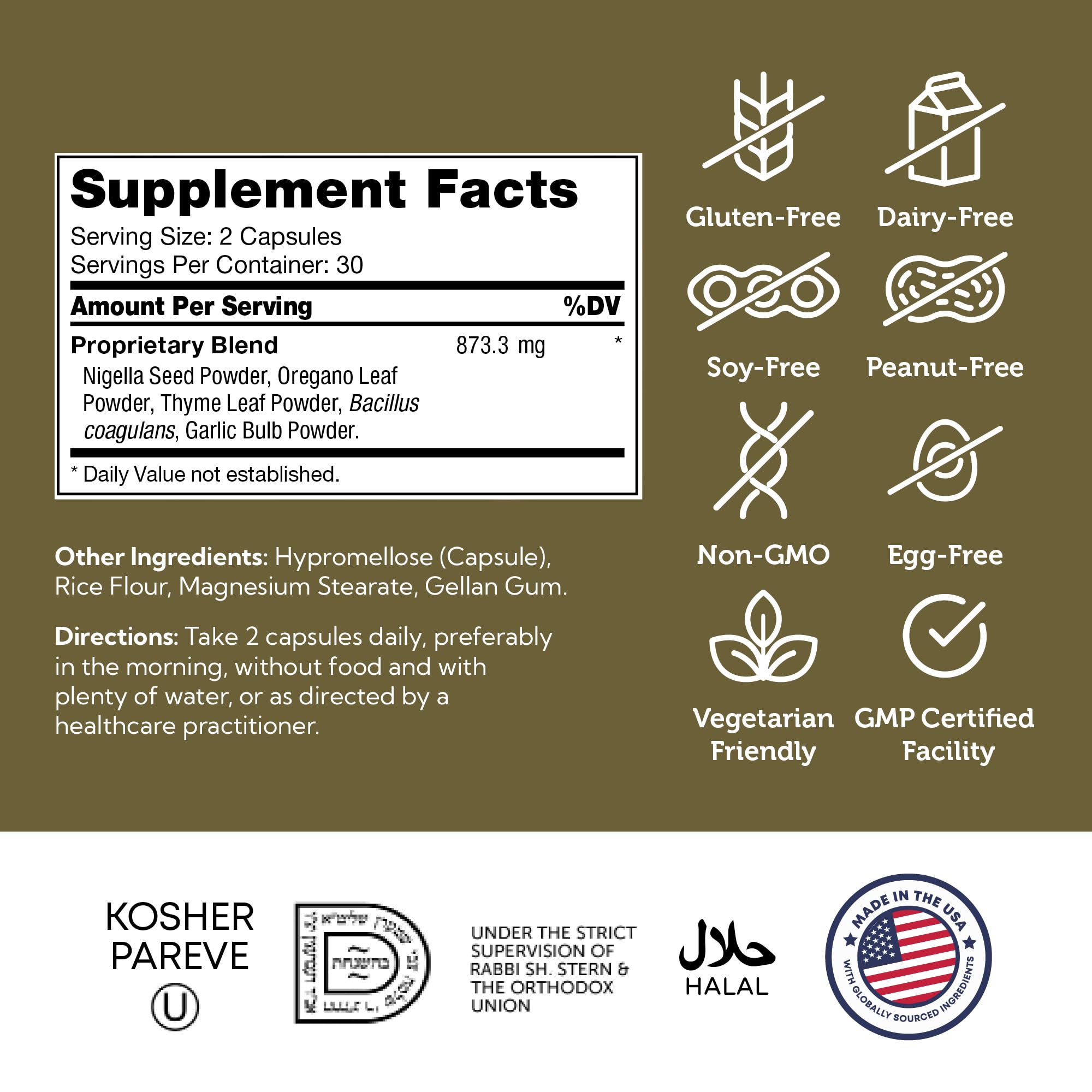 Zahler etiqueta con ingredientes claves y certificación kosher visible