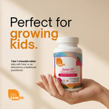 Etiqueta nutricional de Zahler Junior D3 mostrando 1000 IU de vitamina D3 por tableta