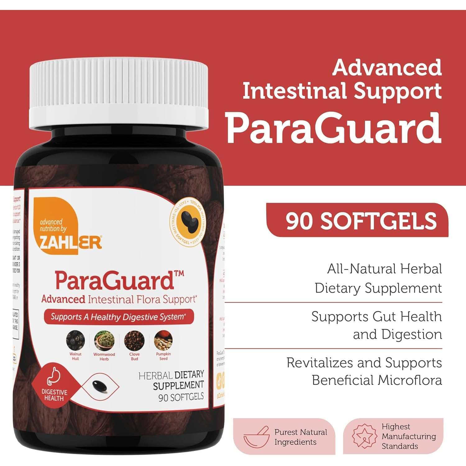 Zahler ParaGuard softgel detalle de textura para fácil ingestión