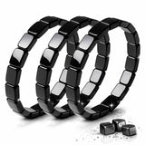 ZAIREG pulsera hematita frontal mostrando cuentas cuadradas y estilo masculino