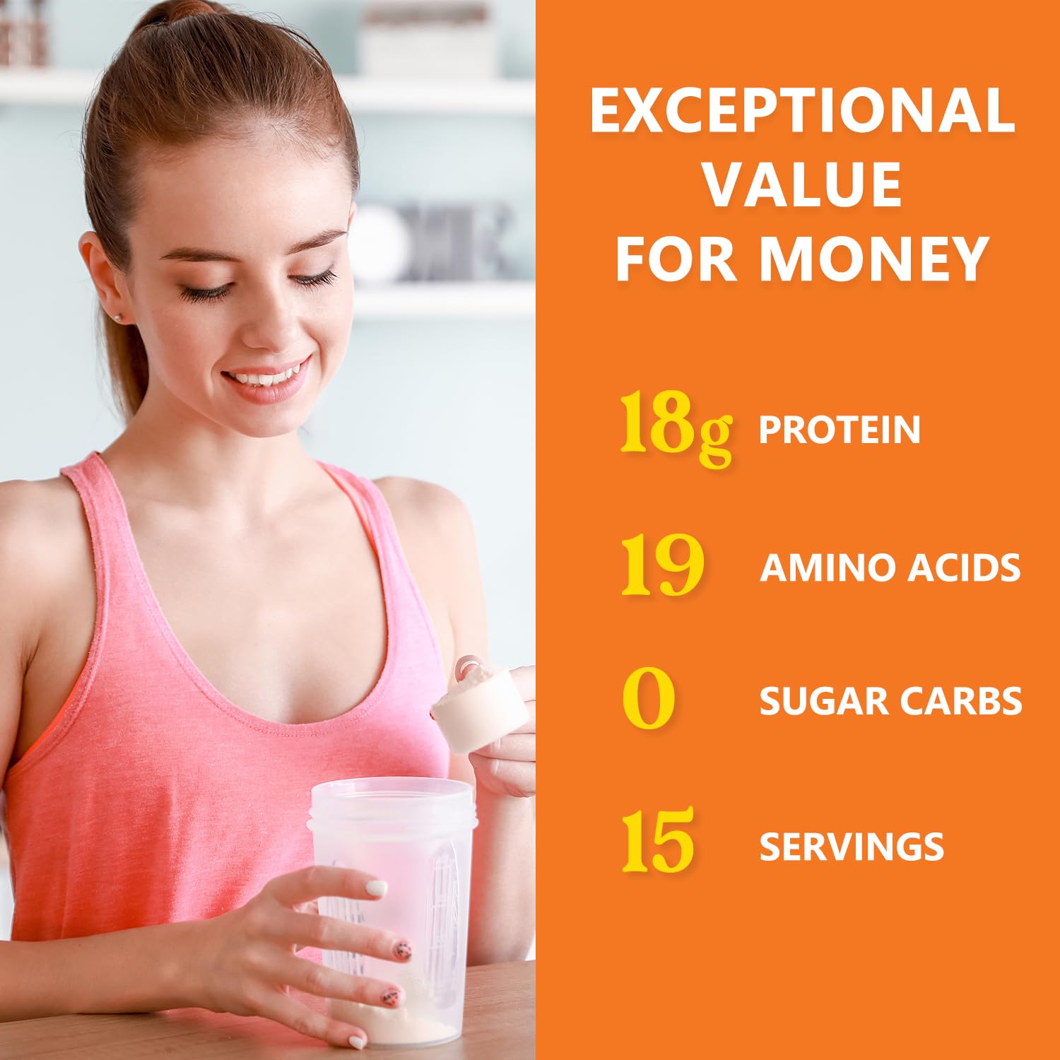 Zammex etiqueta nutricional clara con 18 g proteína por porción