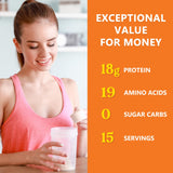 Zammex etiqueta nutricional clara con 18 g proteína por porción