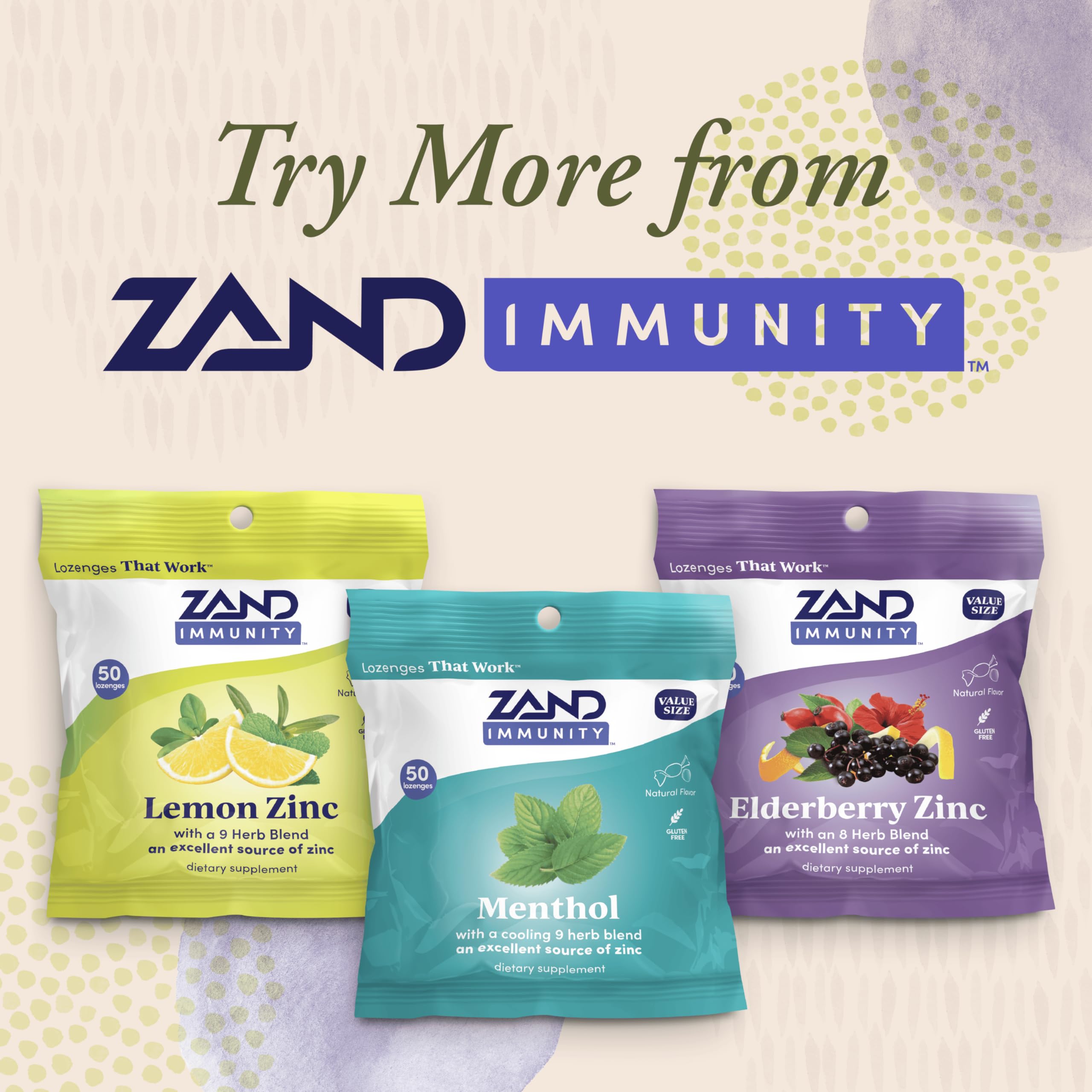 ZAND etiqueta de ingredientes mostrando zinc y mezcla herbal confiable