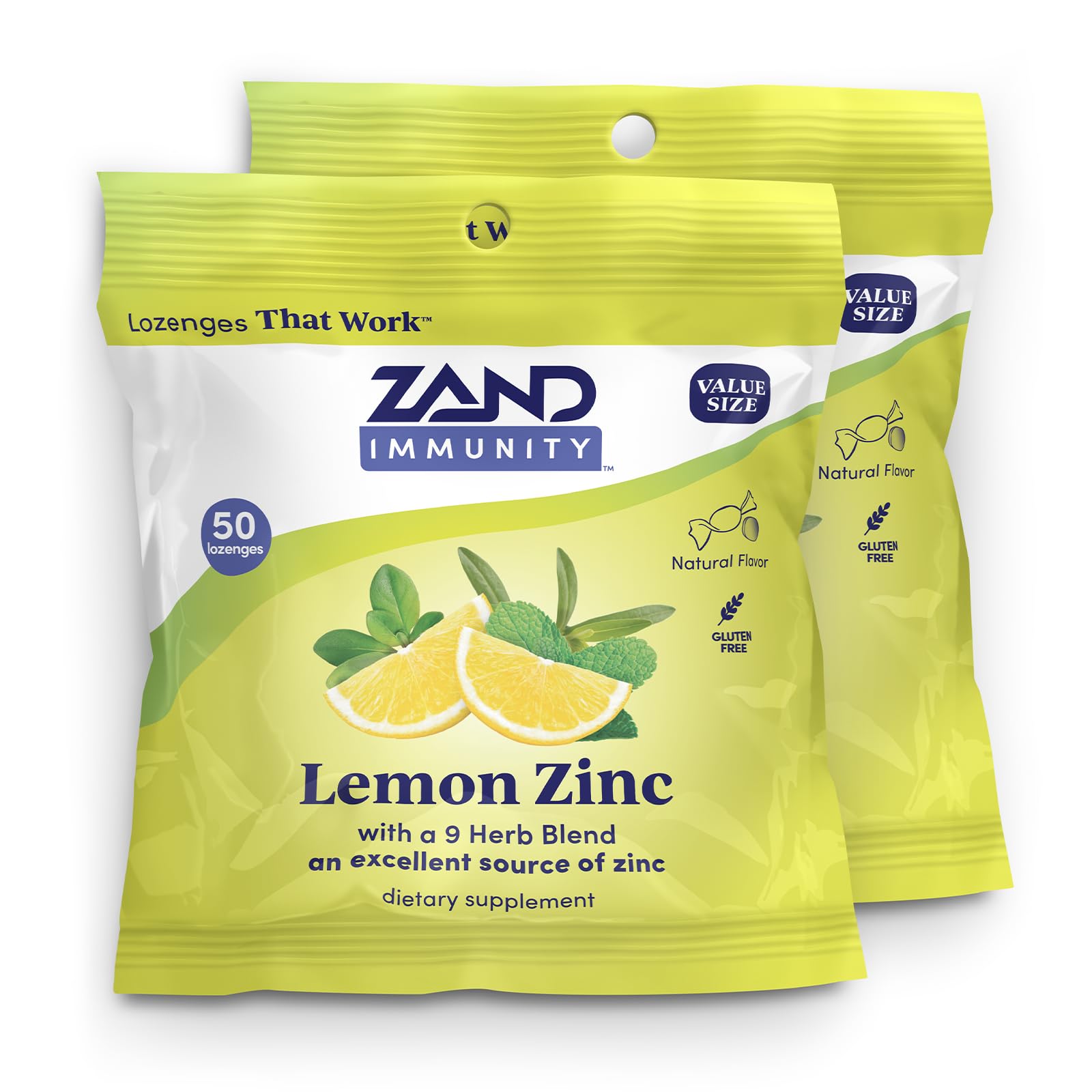 ZAND frasco frontal con pastillas limón, presentación doble y beneficio práctico