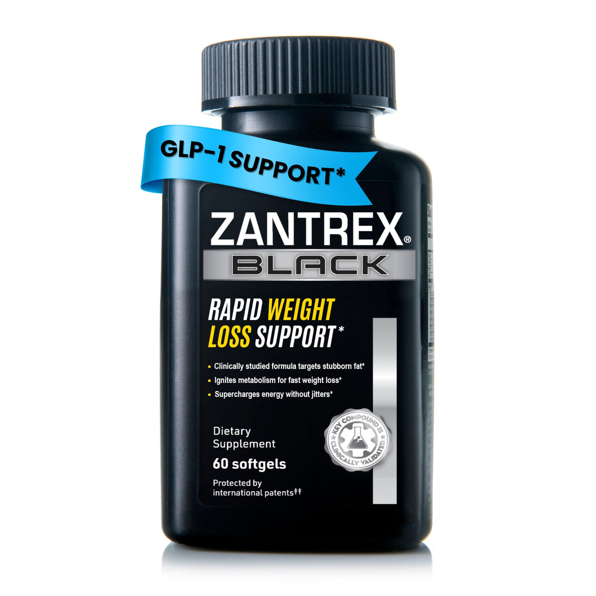 Zantrex Black frontal del empaque mostrando presentación y beneficios