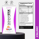 Zantrex etiqueta nutricional enfatizando bajo contenido calórico