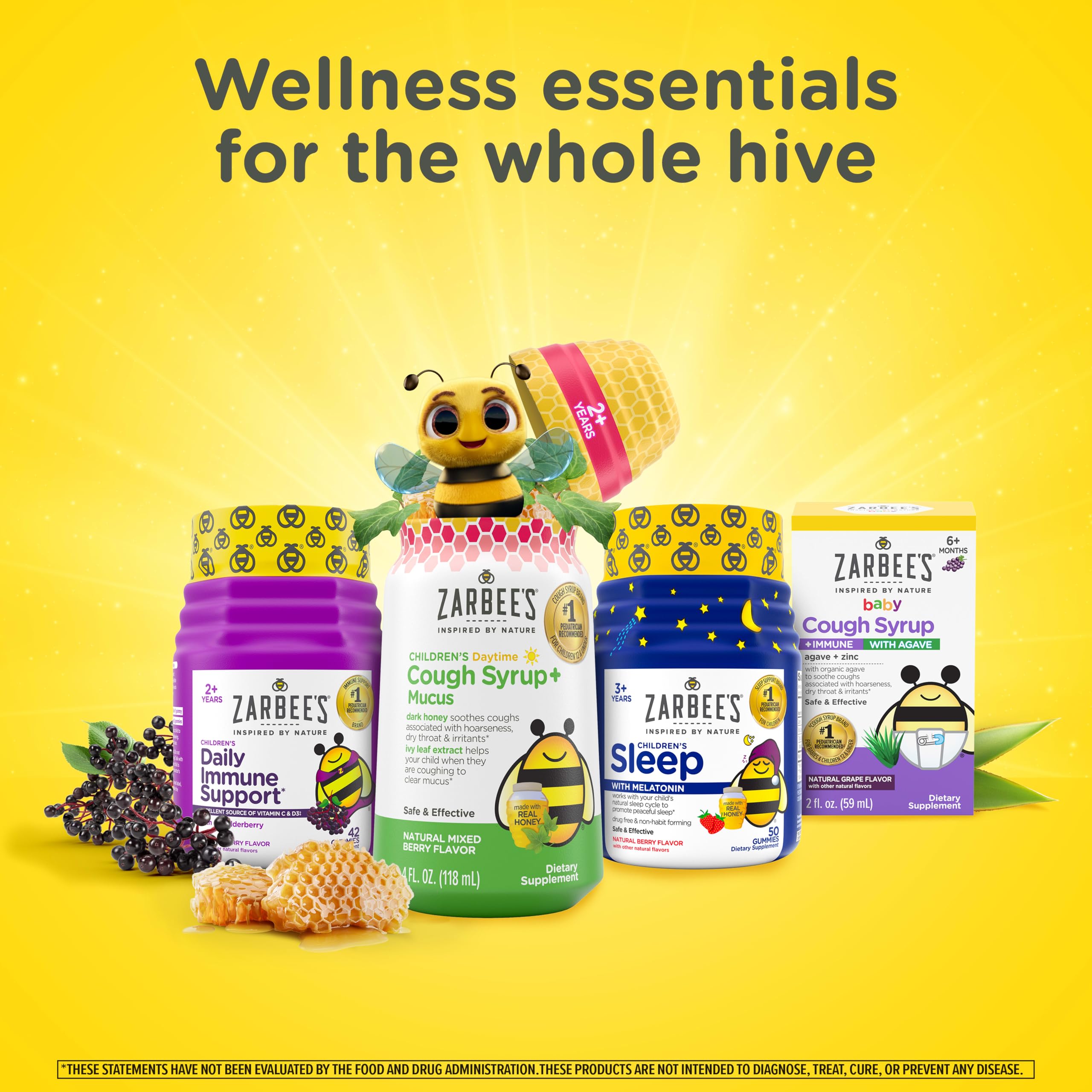Composición de ingredientes Zarbee's con miel oscura y pectina para una fórmula natural