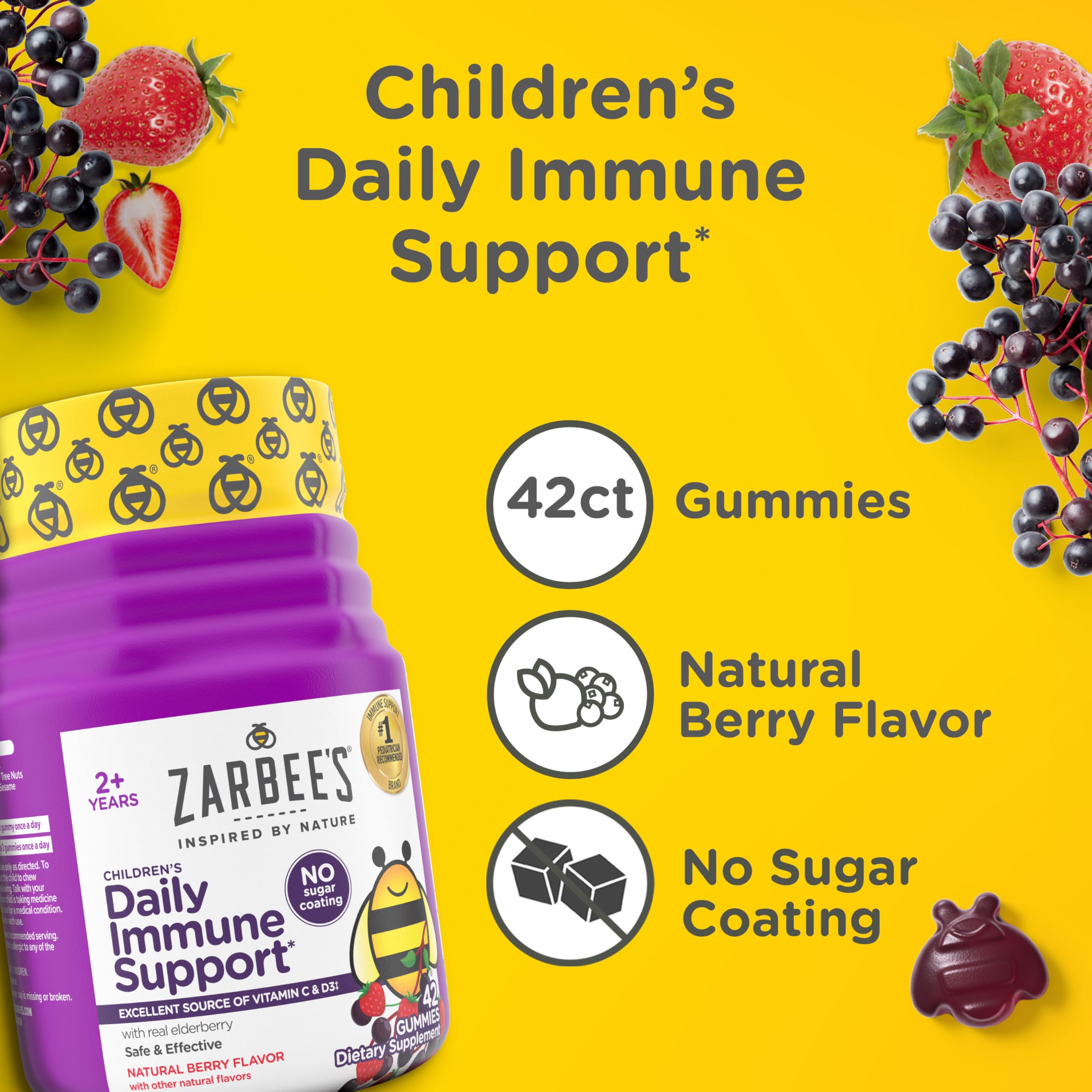 Zarbee's gomita en mano para comparar tamaño y facilitar dosis
