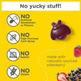 Zarbee's ingredientes: saúco y vitaminas, formulación natural