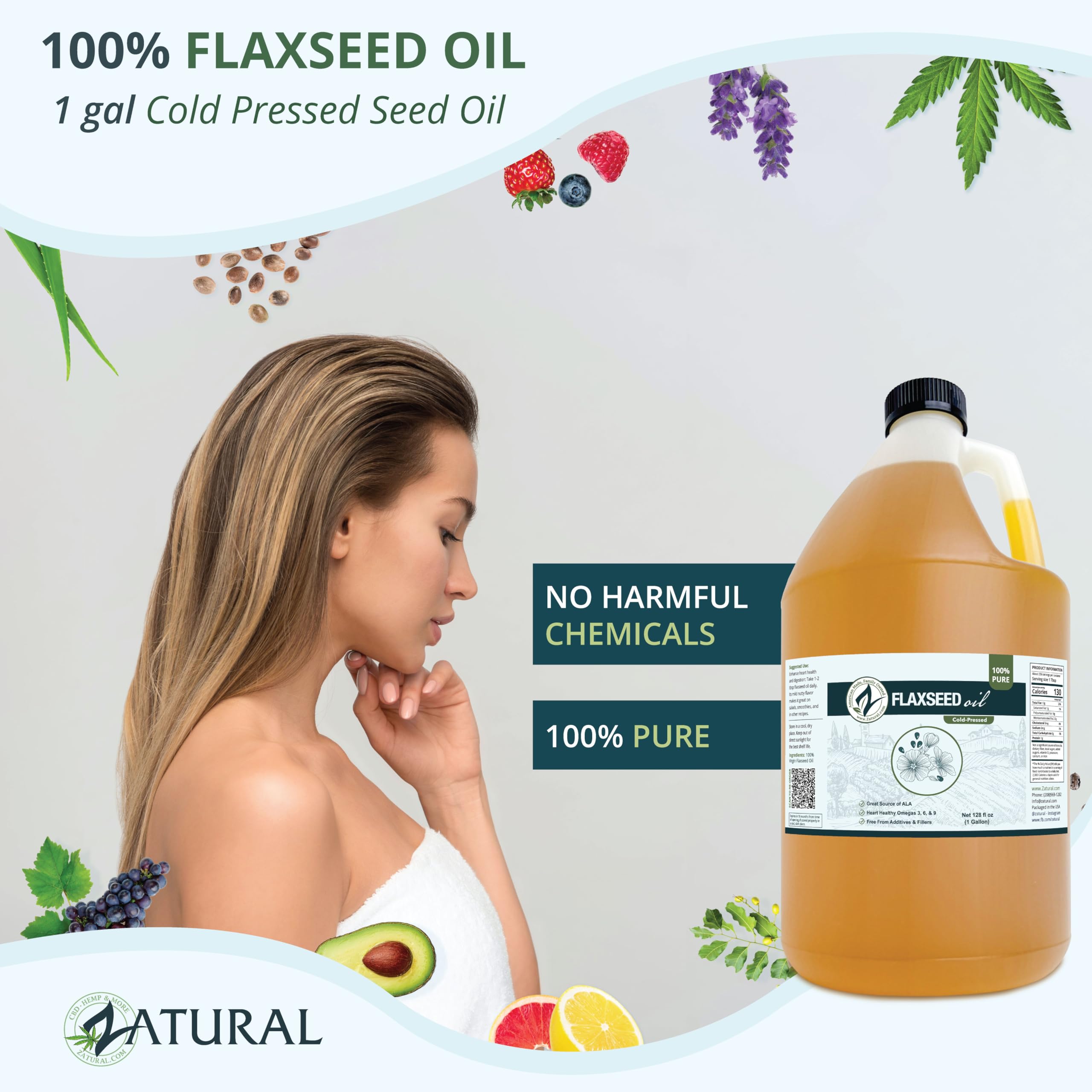 Zatural vertiendo aceite sobre ensalada, sabor y acabado nutritivo