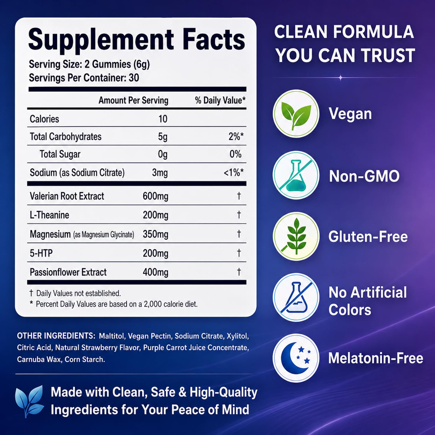 ZAYMAN etiqueta de ingredientes con lista clara y beneficios botánicos