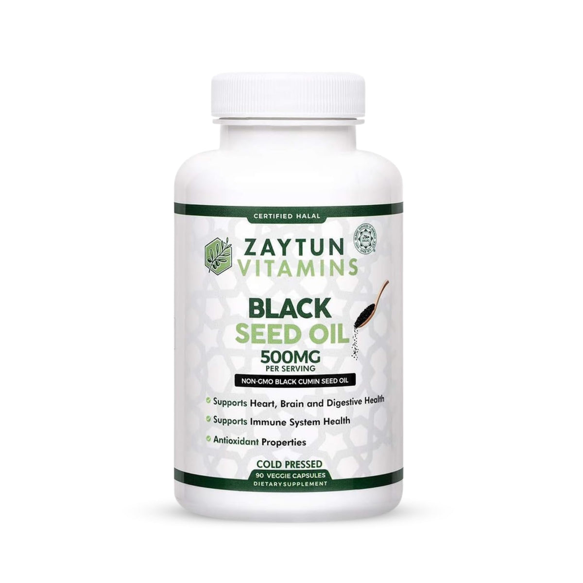 Zaytun Vitamins vista frontal del envase que muestra 90 cápsulas y beneficios