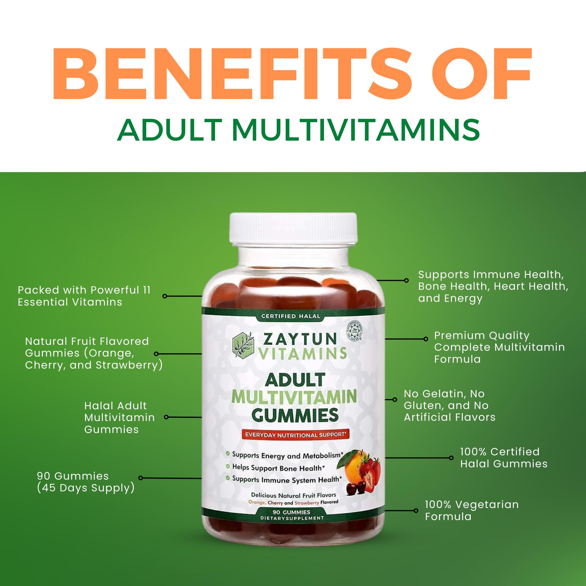 Zaytun Vitamins sello Halal visible en etiqueta indicando certificación reconocida