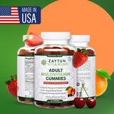Zaytun Vitamins envase junto a frutas e ingredientes naturales para transmitir pureza