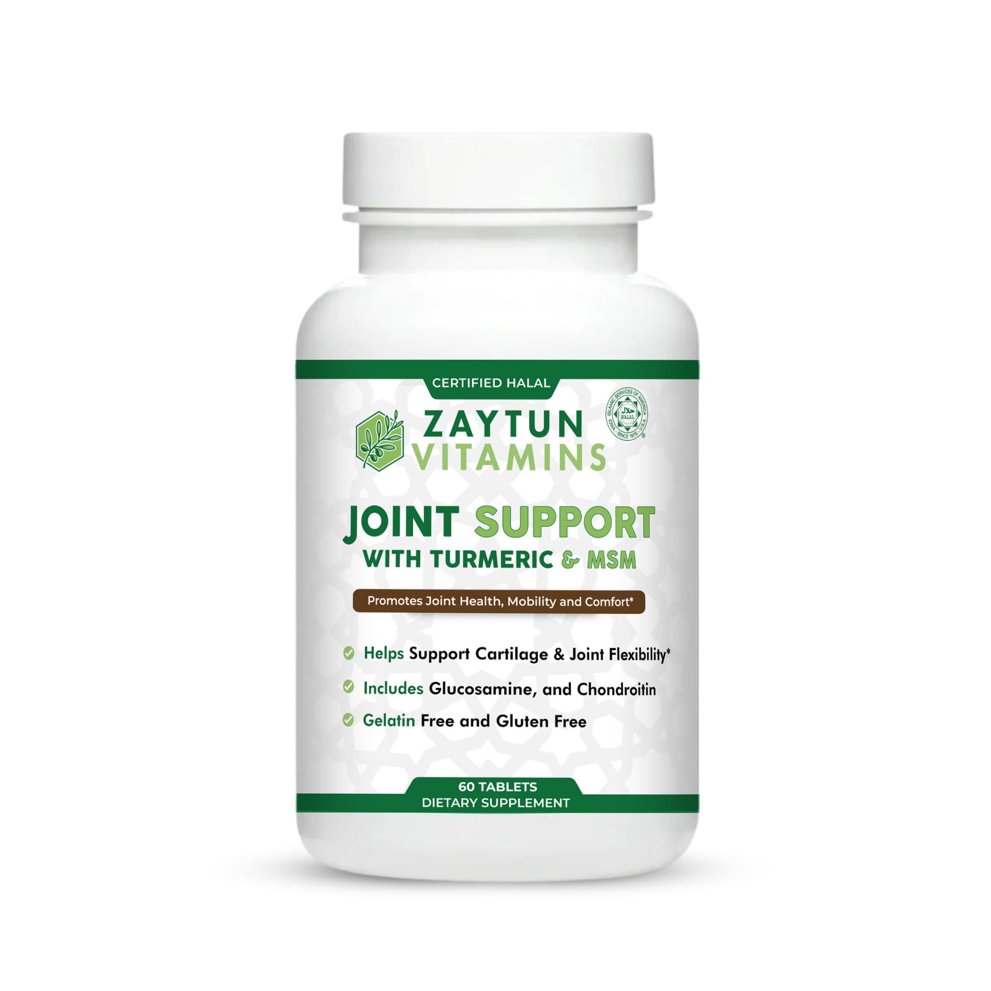 Zaytun Vitamins envase frontal mostrando fórmula articular y ventaja Halal