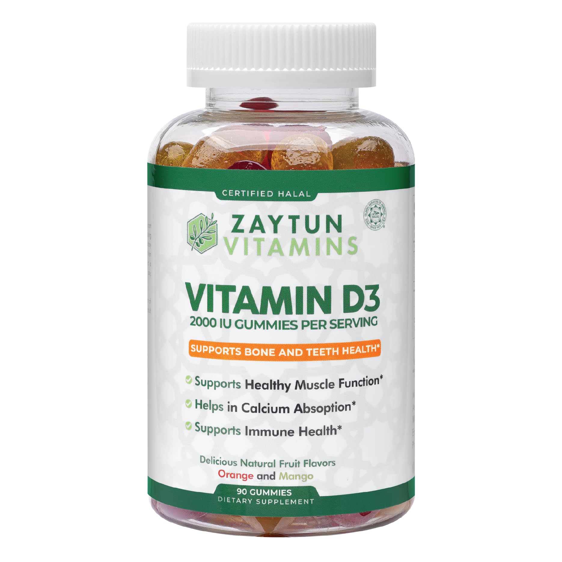 Zaytun Vitamins frasco frontal con gomitas D3 mostrando etiqueta y beneficio práctico