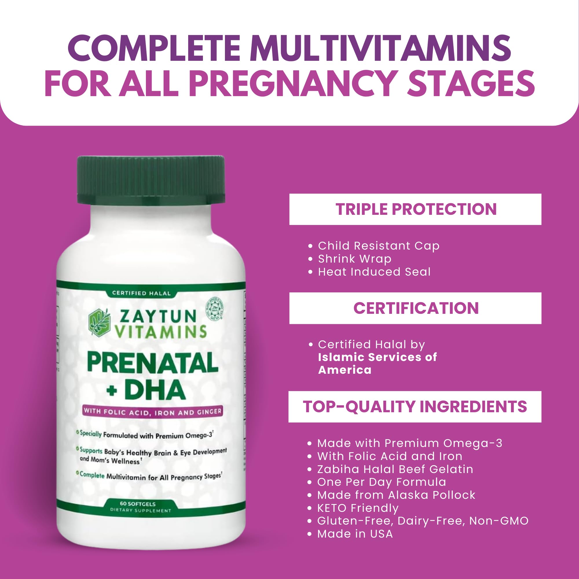 Zaytun Vitamins sello Halal certificado visible para tranquilidad
