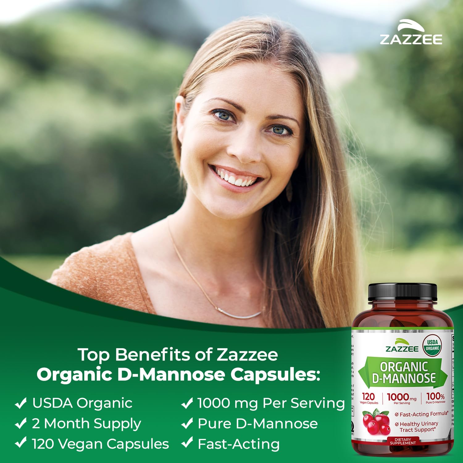 Zazzee cápsulas mostrando textura y ventaja de formato vegano