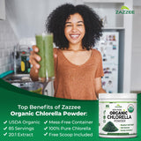 Zazzee polvo mezclado en batido verde para recetas diarias