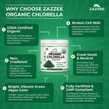 Zazzee etiqueta con sello USDA Organic y certificaciones visibles