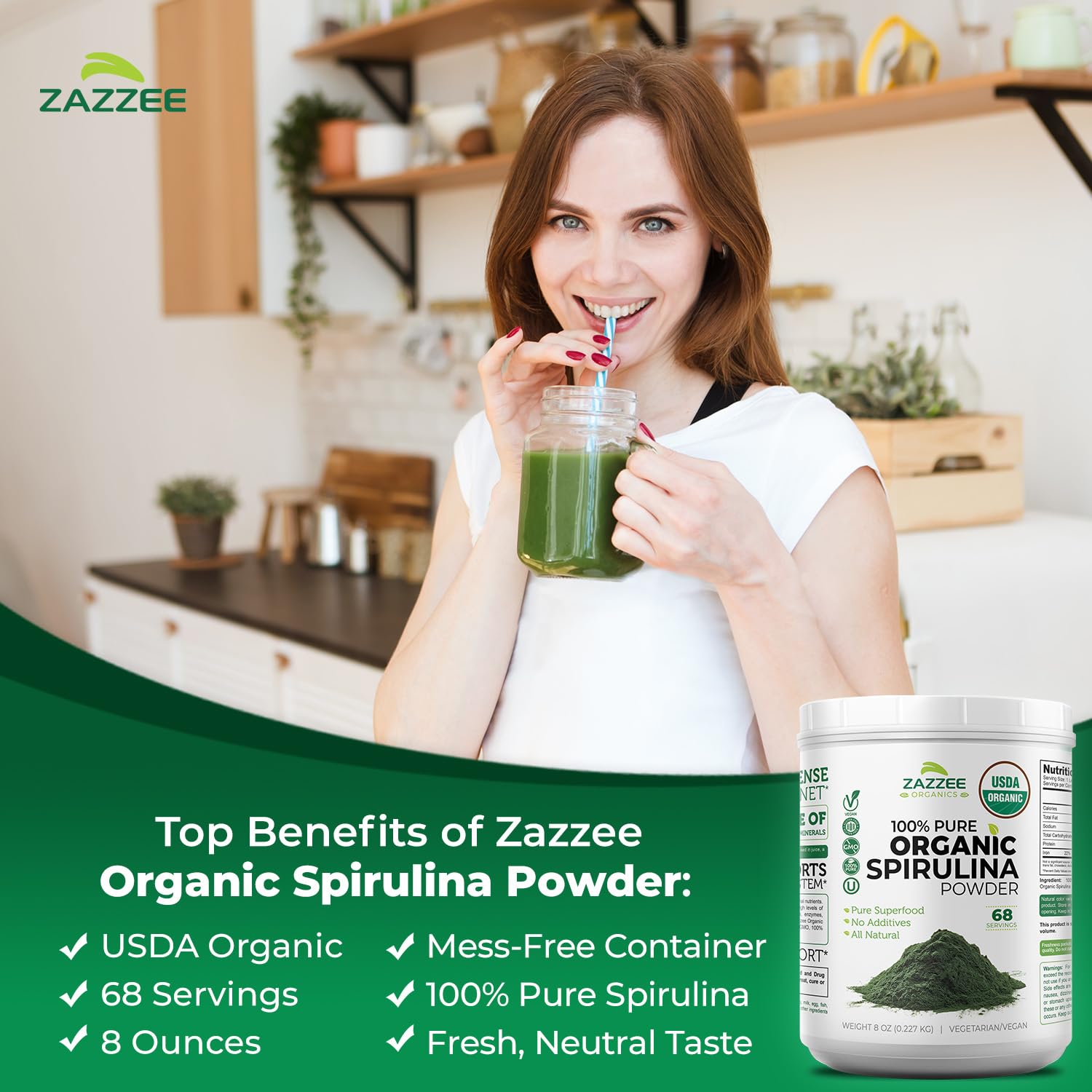 Zazzee envase junto a objeto para comparar tamaño y porciones