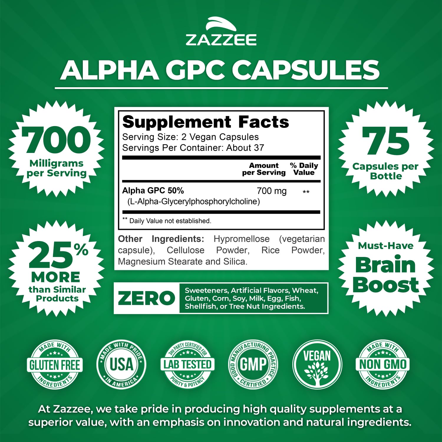 Zazzee etiqueta detalle ingredientes y dosis para ver pureza