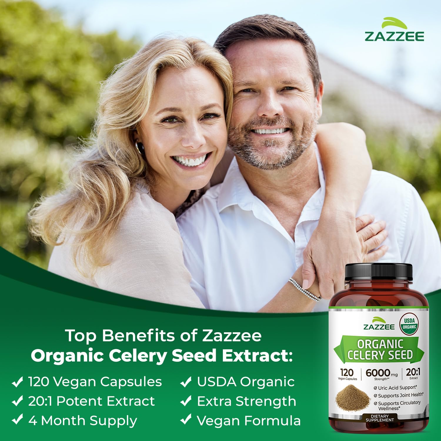 Zazzee etiqueta con sello USDA Organic que confirma origen orgánico