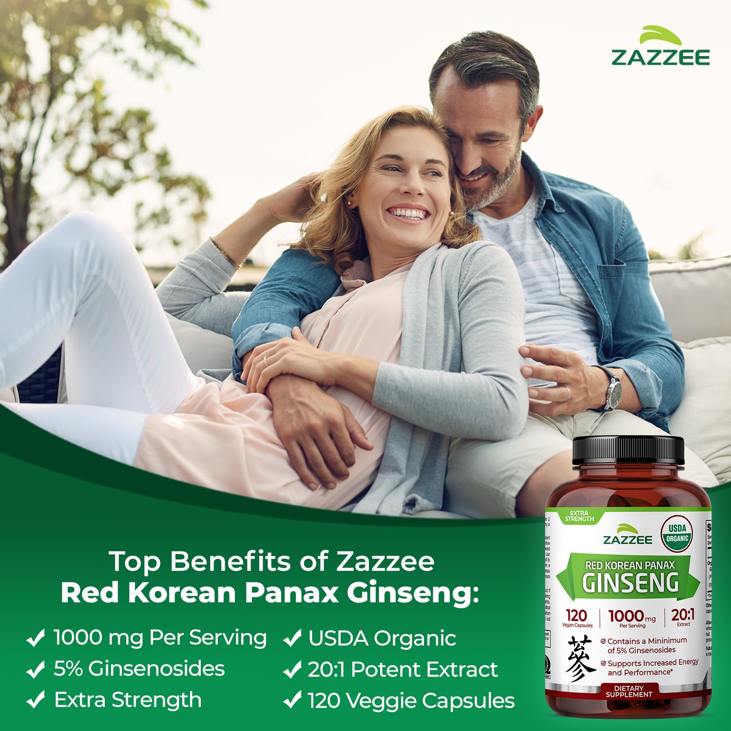 Zazzee etiqueta con certificación USDA Organic visible, confianza y calidad