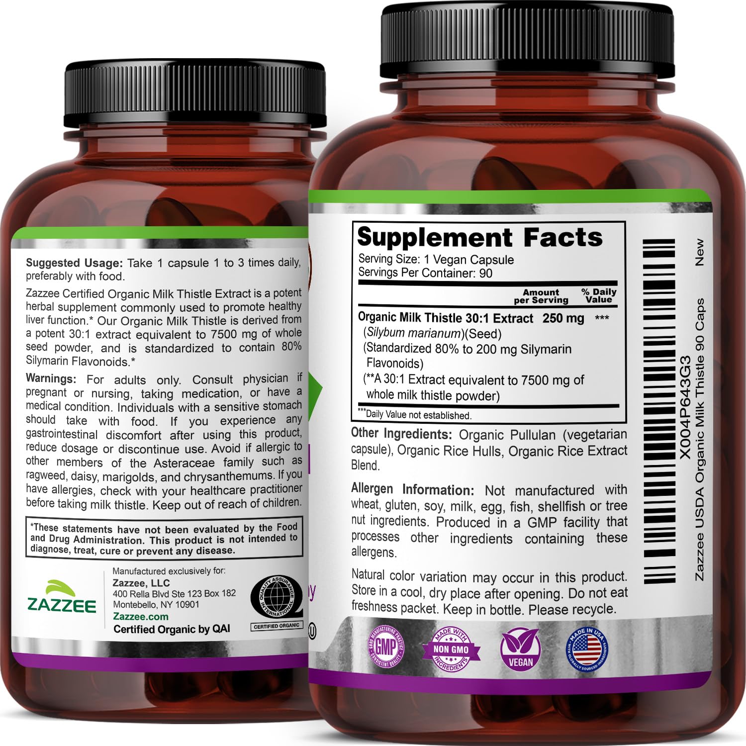 Zazzee sello USDA Organic en la etiqueta que aporta confianza