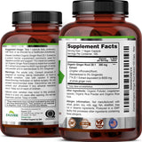 Zazzee sello USDA Organic certificando ingredientes y cápsula