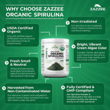 Zazzee spirulina integrada en batido verde para preparación rápida