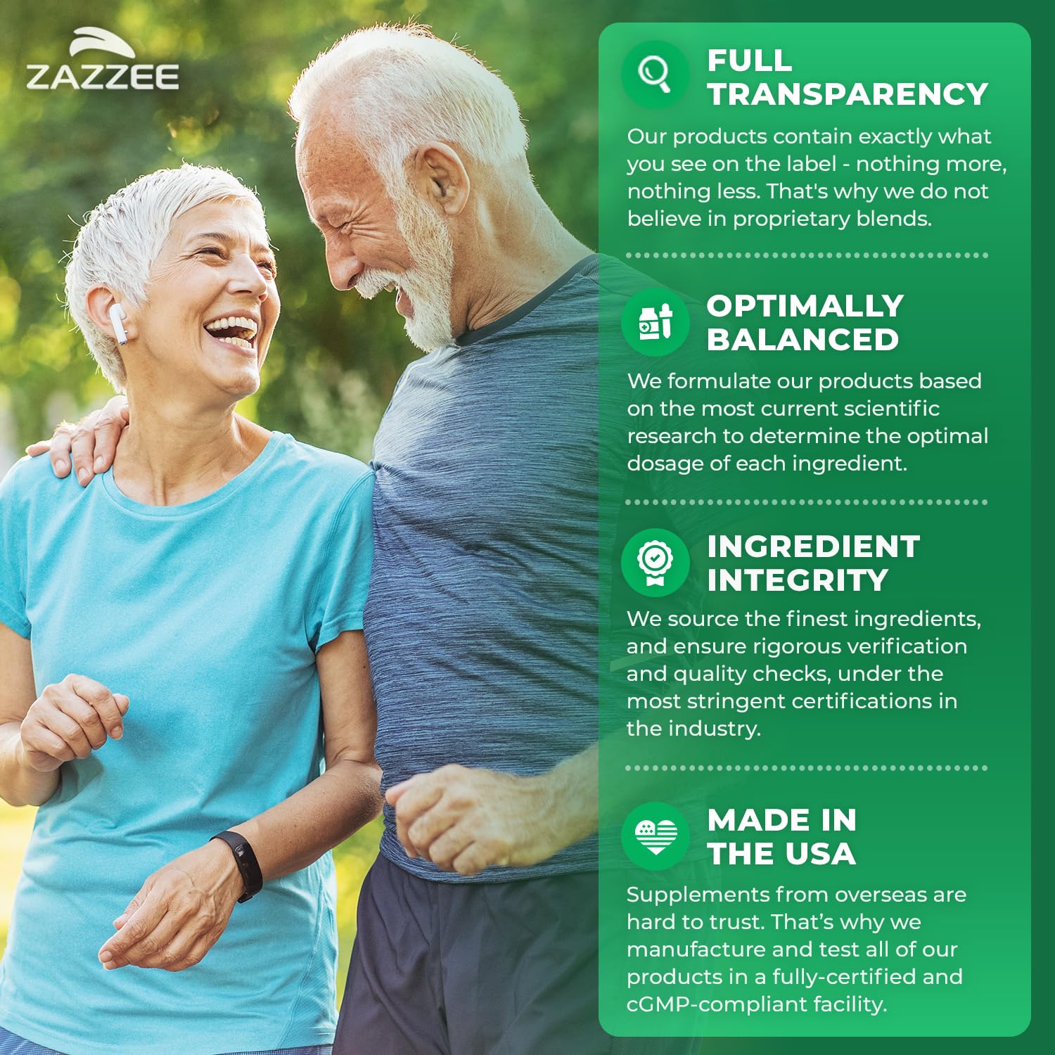 Zazzee envase junto a regla para comparar tamaño y porción fácil
