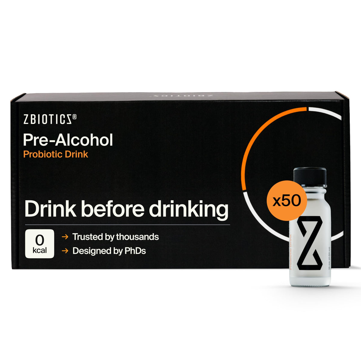 ZBiotics frente del envase mostrando botella compacta y práctica para llevar