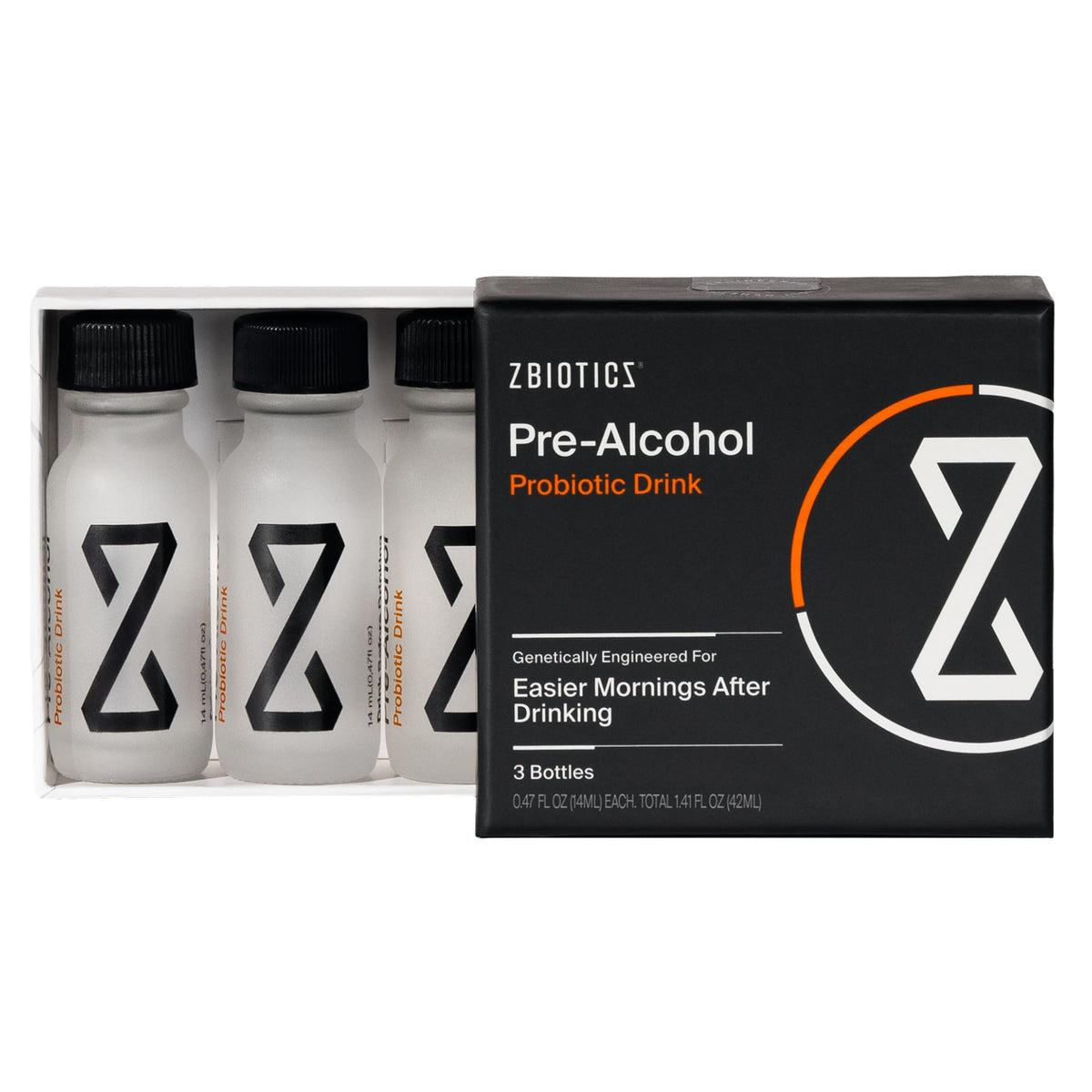 ZBiotics vista frontal del pack de 3 botellas práctico para viajar