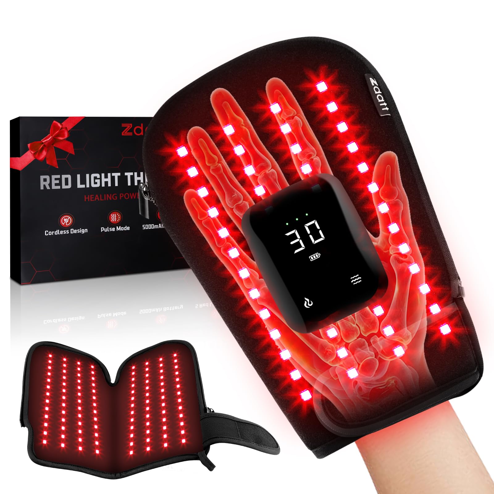 Zdatt vista frontal del empaque mostrando los guantes y beneficios portátiles