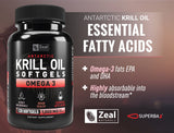 Zeal Naturals cápsula abierta mostrando aceite rojizo rico en astaxantina