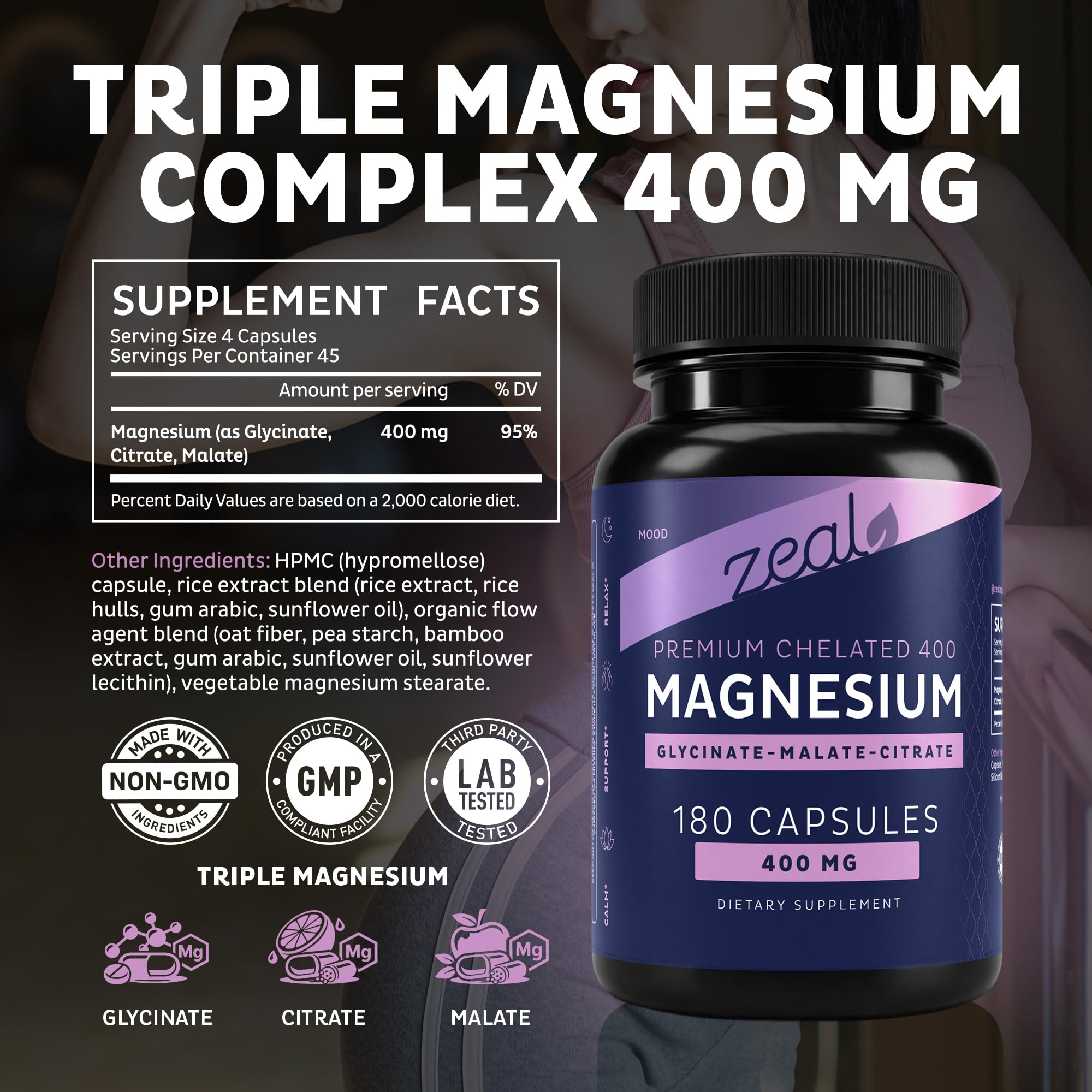 Zeal Naturals cápsulas en primer plano, fácil de tragar y alta absorción