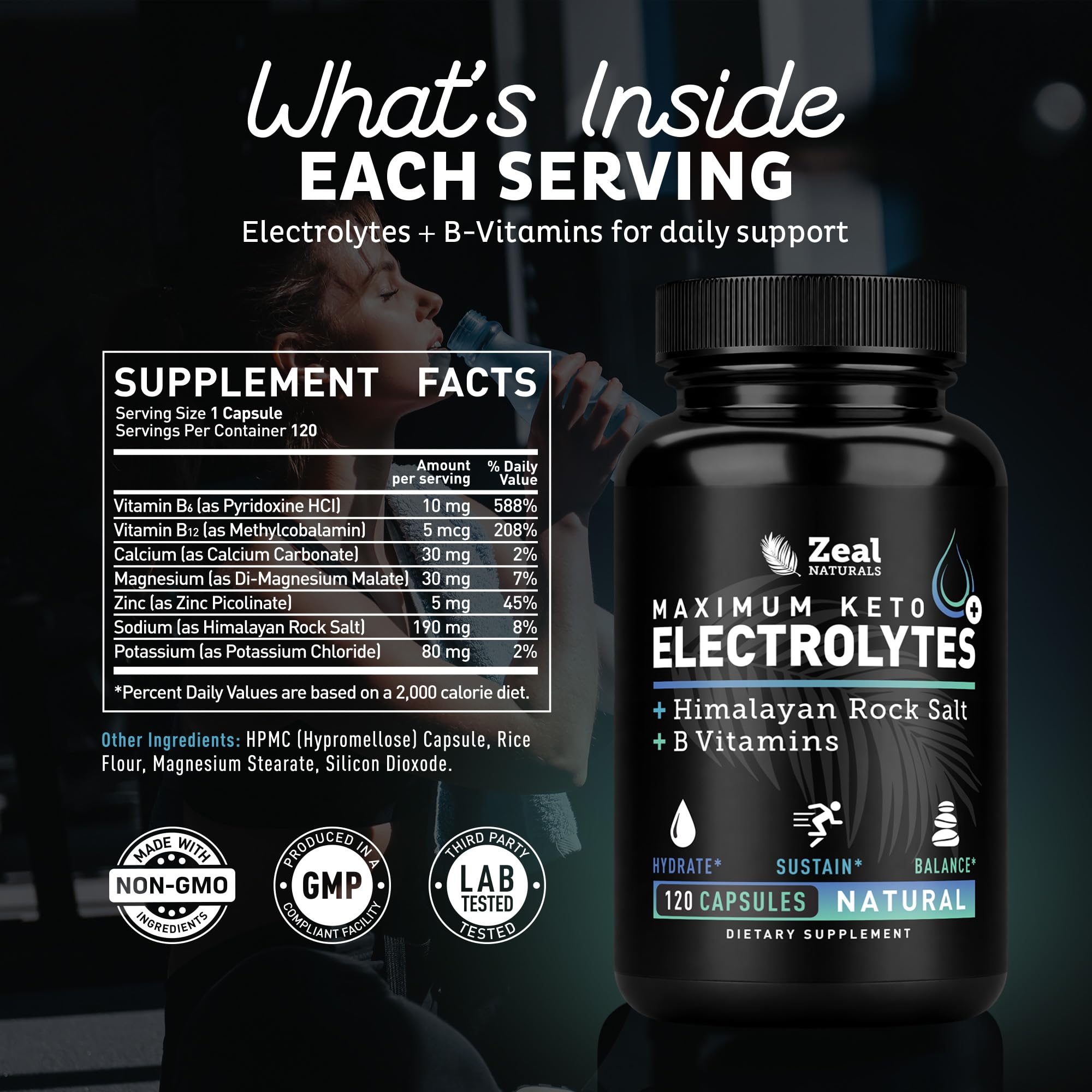 Zeal Naturals cápsulas en mano evidenciando dosificación práctica