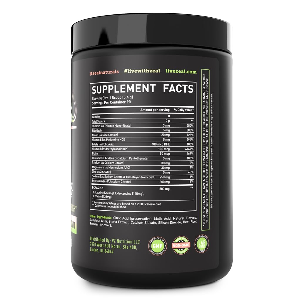 Etiqueta Zeal Naturals detalle de ingredientes y beneficios visibles