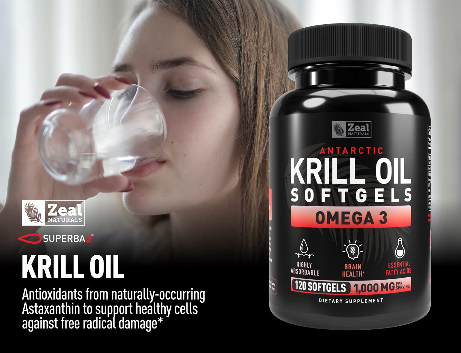 Zeal Naturals gráfica comparativa de absorción omega‑3 kril versus pescado