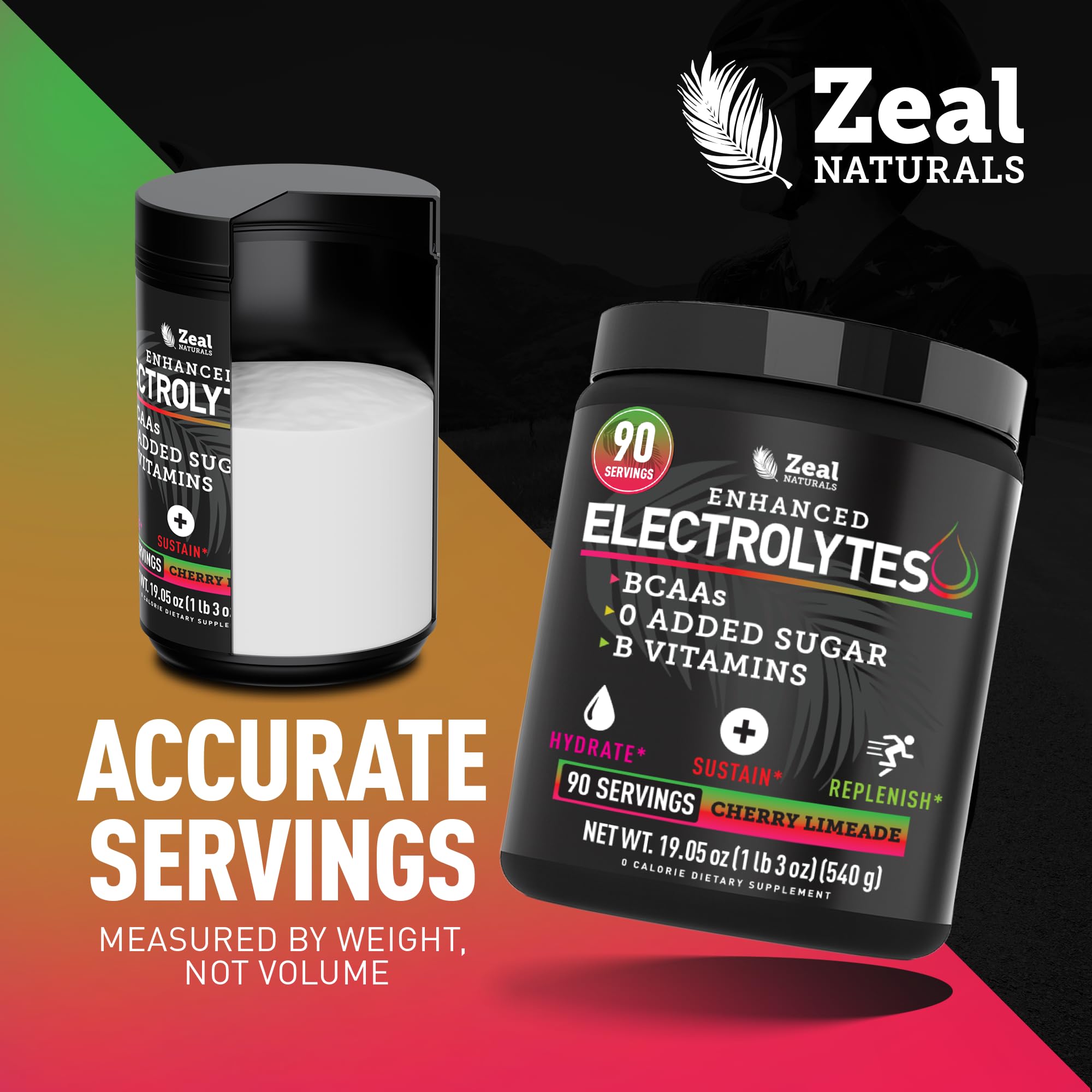 Zeal Naturals comparación de tamaño del tarro para duración de 90 porciones