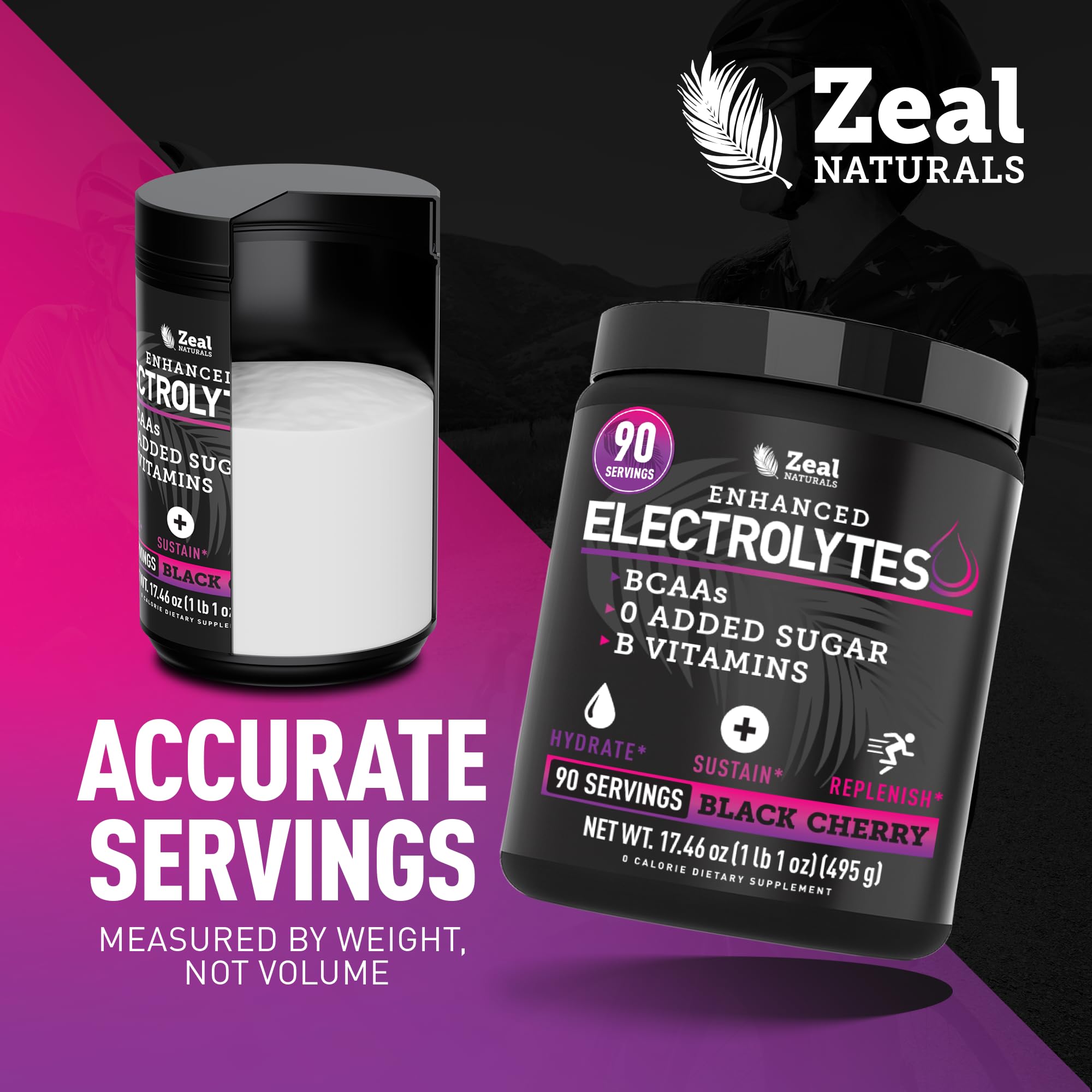 Zeal Naturals cucharada con polvo para comparar tamaño de porción fácilmente