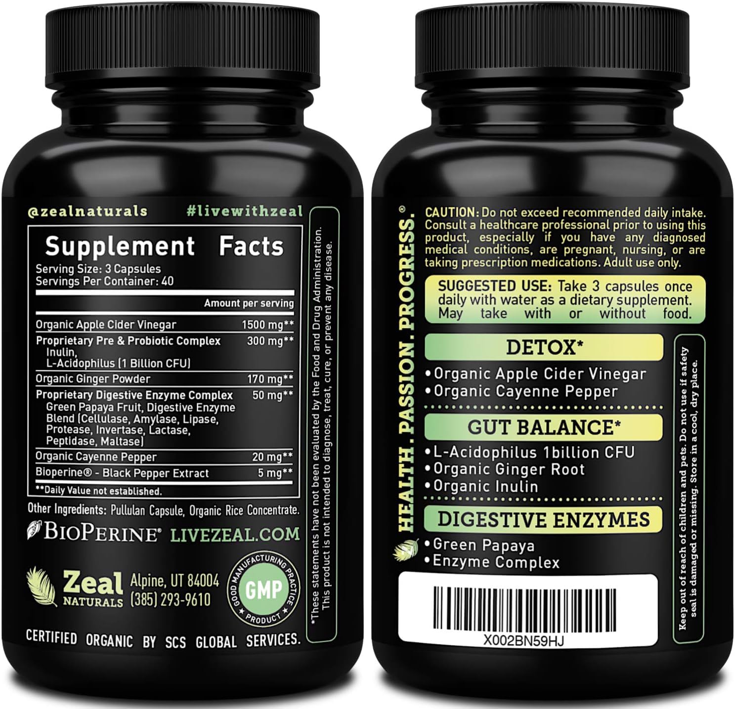 Zeal Naturals comparación de tamaño con monedas, referencia visual de las cápsulas