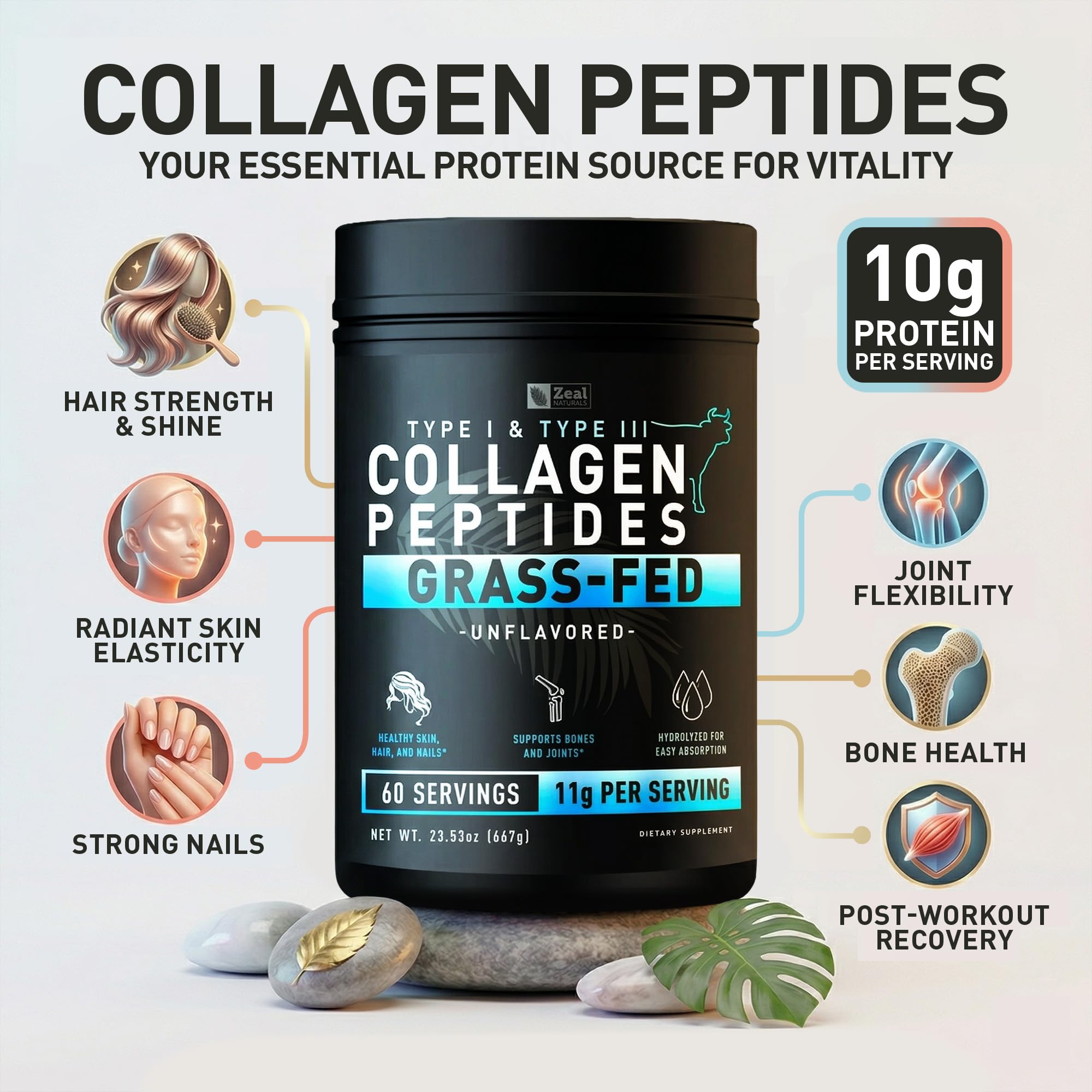 Cucharada con Zeal Naturals 10 g proteína por ración visible