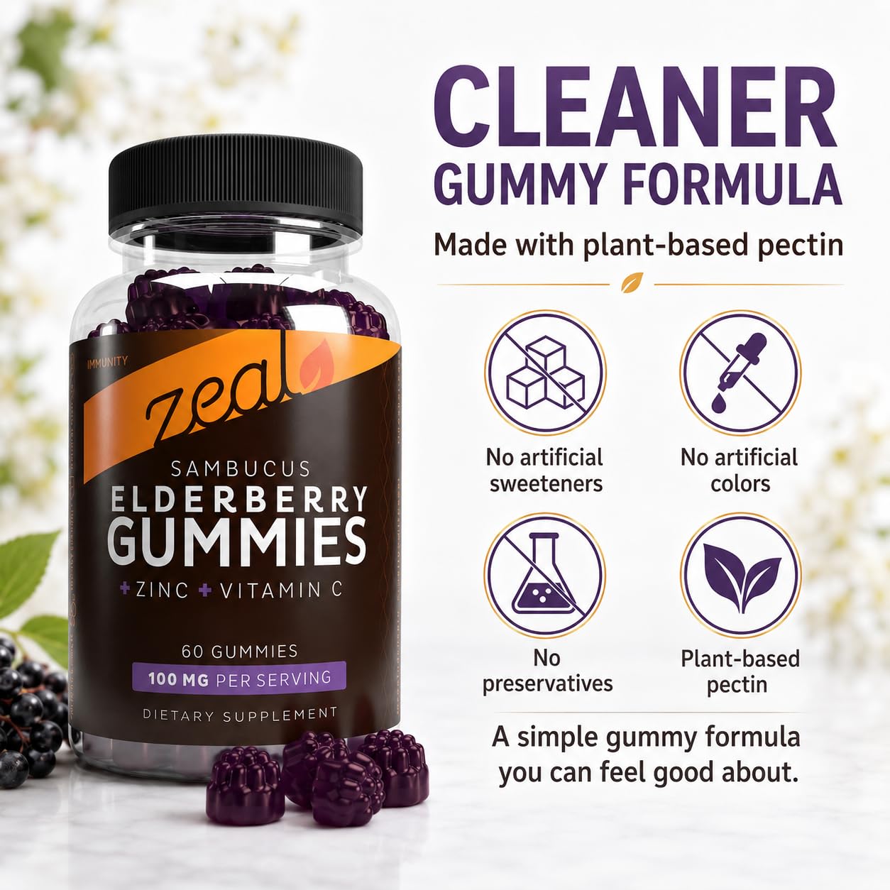 Zeal Naturals etiqueta con información nutricional y dosificación visible