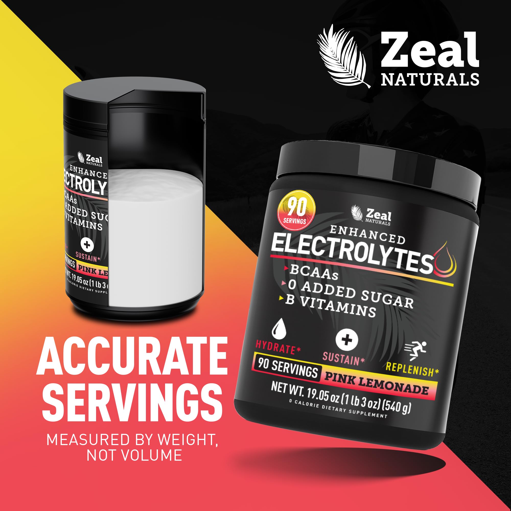 Zeal Naturals etiqueta nutricional y lista de electrolitos visible